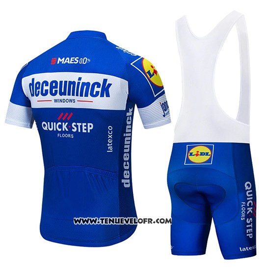 2019 Maillot Ciclismo Deceuninck Quick Step Bleu Blanc Manches Courtes et Cuissard